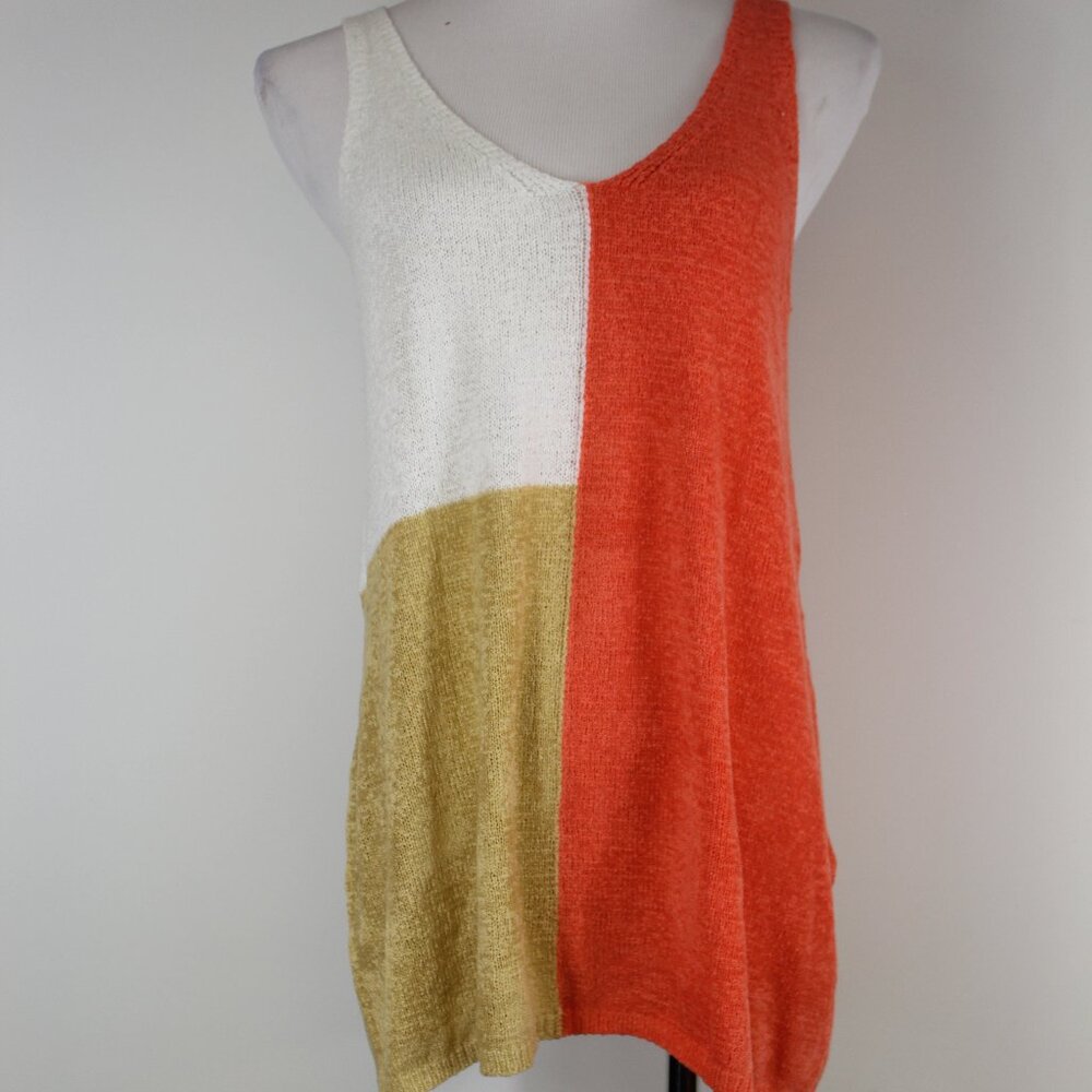 Colorblock Knit Tank Top Large‎ Sleeveless Summer Lightweight Sweater Boho